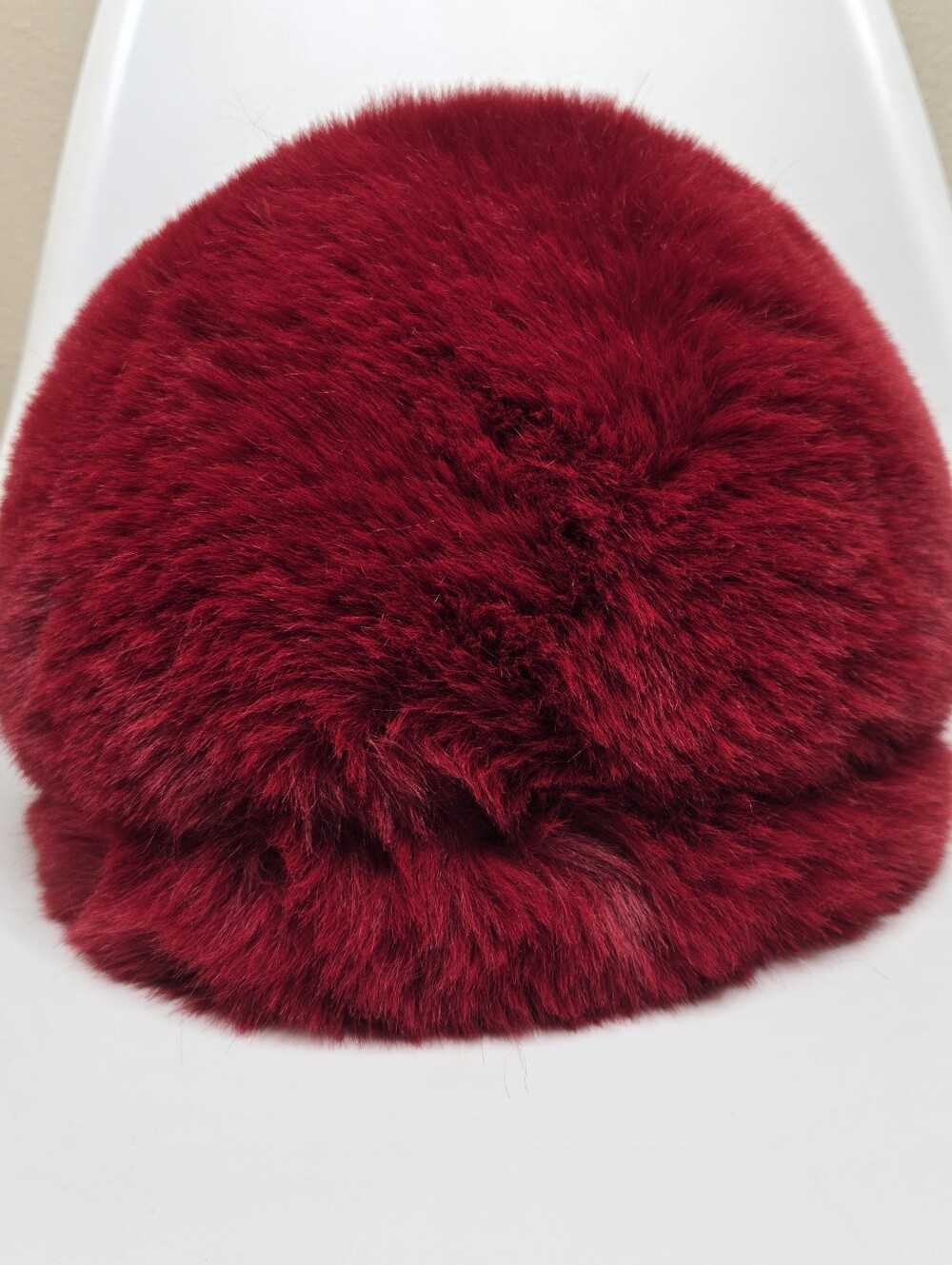 I AM GIA Jadis Faux Fur Hat Red Pouf Mobwife Winter Accessory